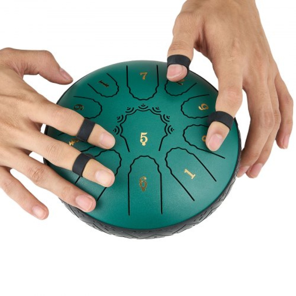 VEVOR Steel Tongue Drum, 16,5cm 11 Notes Rain Drum for Outside Garden, D Major Musical Drums with Music Book & Mallets, Percussion Instrument for Meditation Yoga Beginner Musical Education, Green