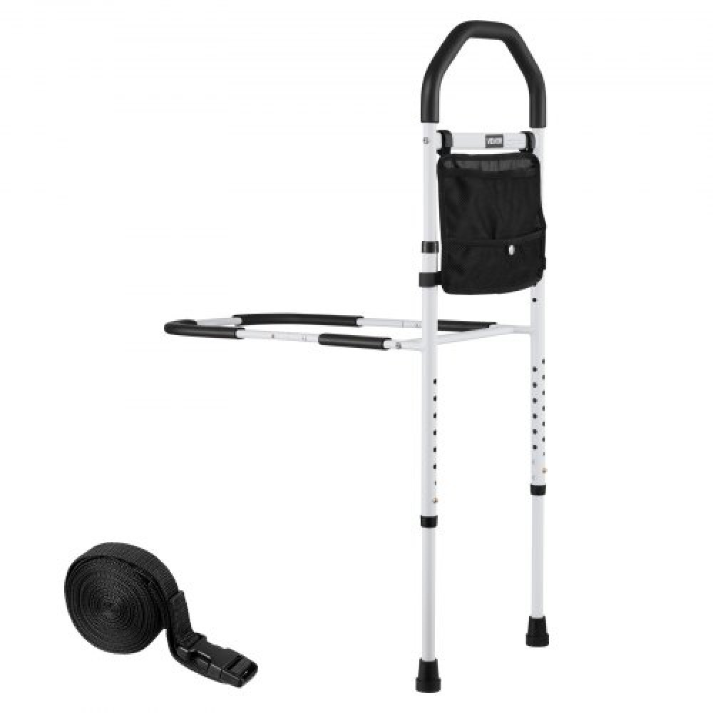 VEVOR Bed Rail for Elderly, Bedside Assist Rails with Supporting Leg and PU Handrail, Adjustable Height Carbon Steel Pipe Bedside Cane, Bed Bars for Seniors & Patients, Fits King, Queen, Full, Twin