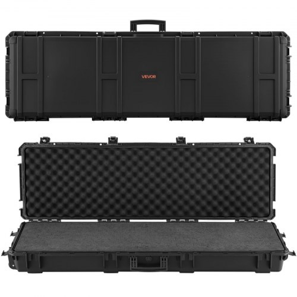 VEVOR Hard Rifle Case, Lockable Rifle Case with Detachable XPE Foam, 1270 mm Gun Storage with Wheels, IP67 Waterproof & Dustproof Pistol Storage Cases for Rifles, Shotguns, Airsoft Guns, Black