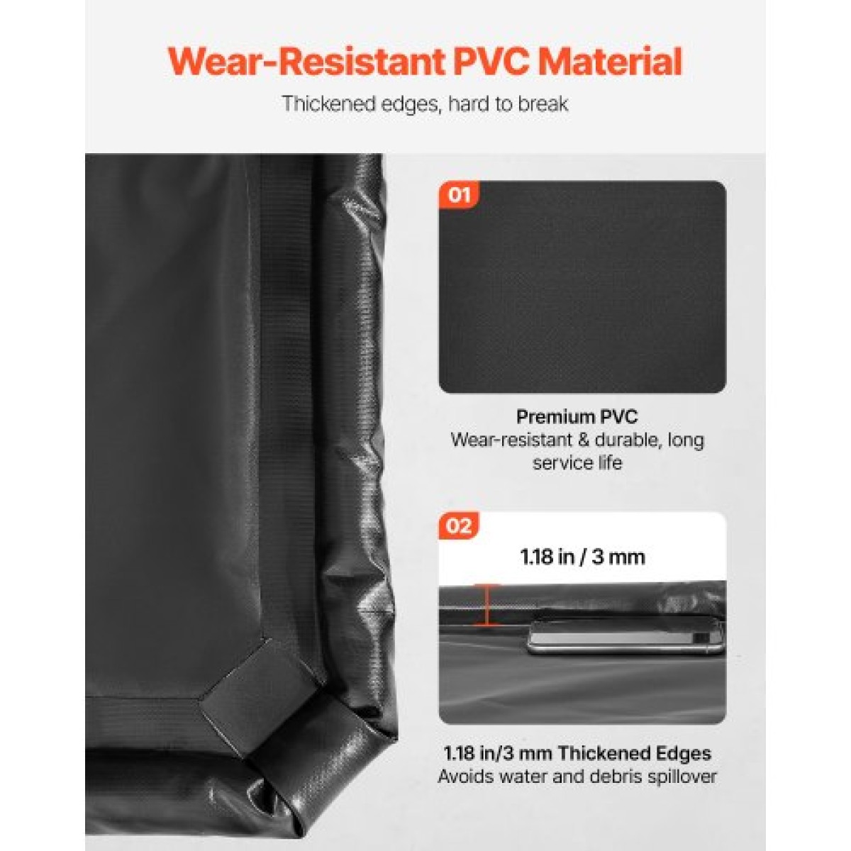 VEVOR Containment Mat, 2,4 x 4,9 m, αντιολισθητικό PVC πατάκι γκαράζ με καθαριστική σκούπα, ανθεκτική αδιάβροχη προστασία από χιόνι, βροχή και λάσπη για στάθμευση αυτοκινήτων, μαύρο