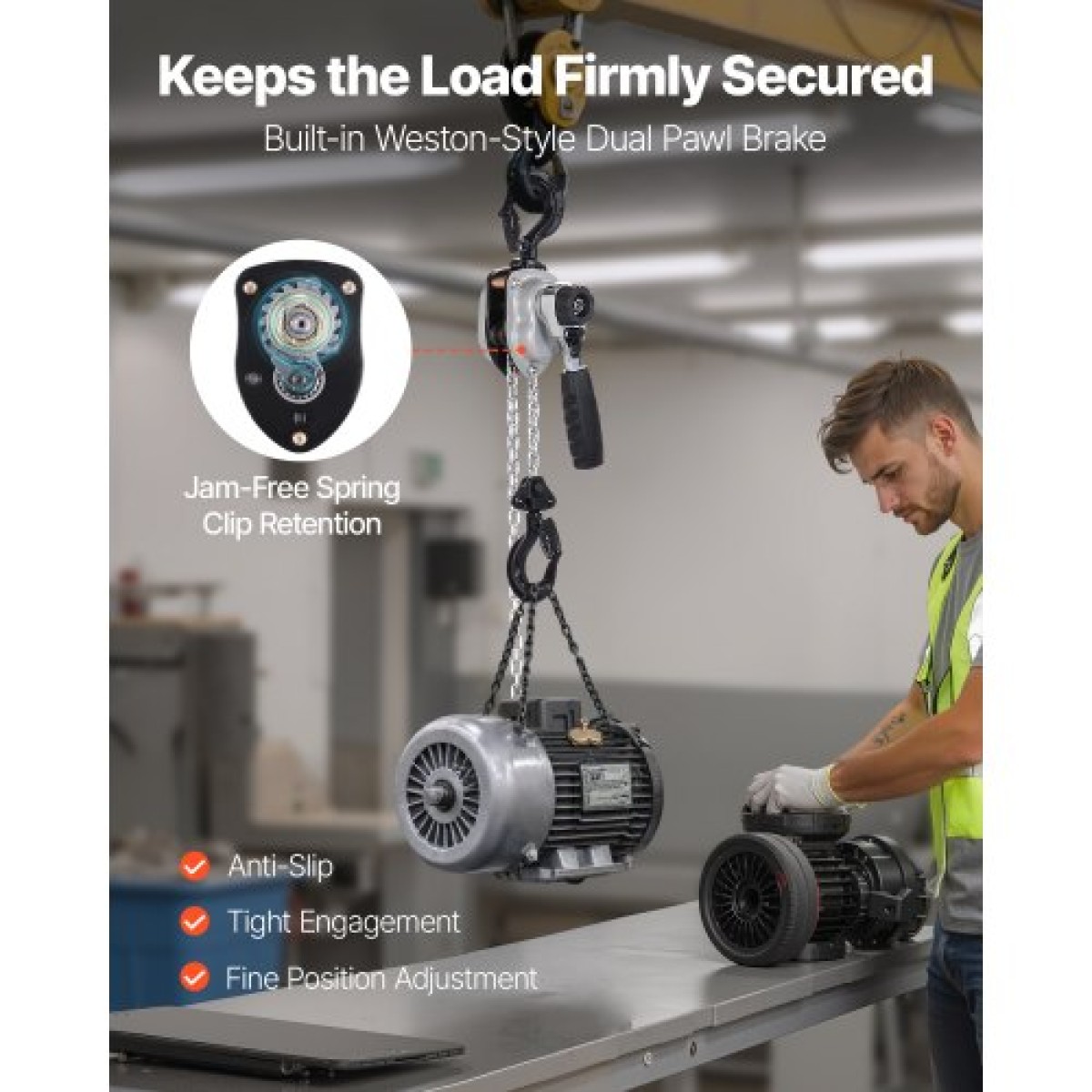 VEVOR Manual Lever Chain Hoist, 1/4T 250KG Capacity Heavy Duty Come Along, 1,5M Lift G80 Alloy Steel Chain with Dual Pawl Mechanical Brake, 360° Rotating Hog, for Warage Construction Garage