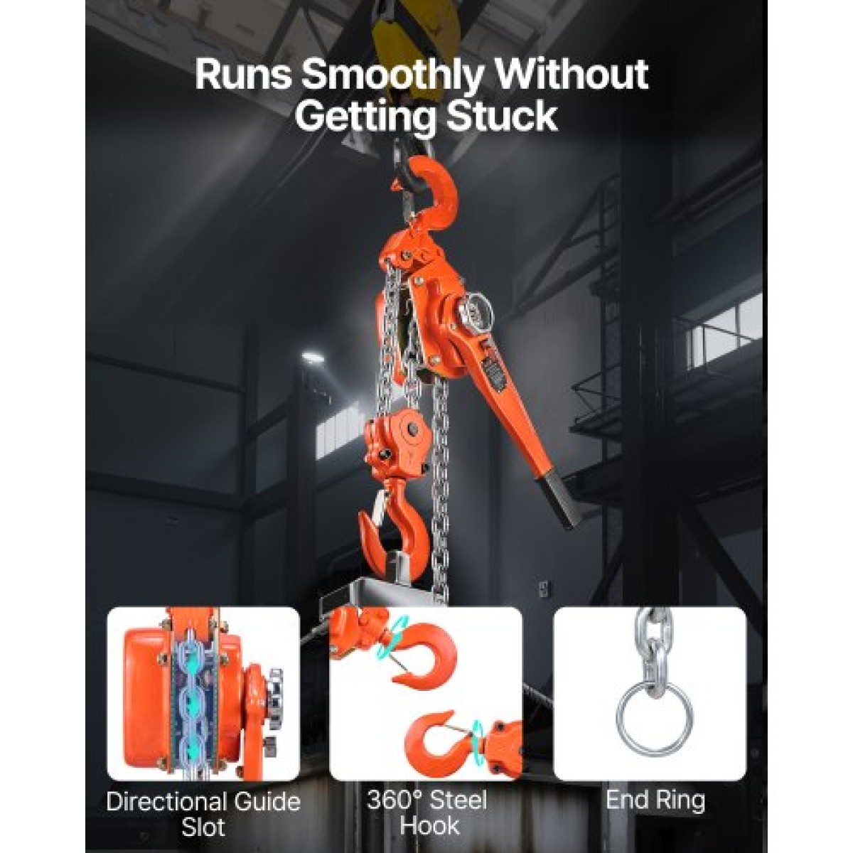 VEVOR Manual Lever Chain Hoist, 6T 6000KG Capacity Heavy Duty Come Along, 6M Lift G80 Alloy Steel Chain with Dual Pawl Mechanical Brake, 360° Rotating Hog, for Warage Construction Garage