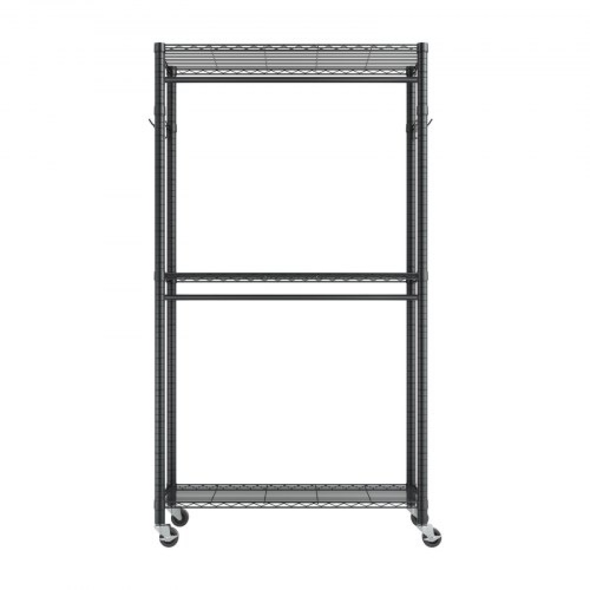 VEVOR Rolling Clothes Rack, Heavy Duty Clothing Rack, Racks 3 Ρυθμιζόμενες Επίπεδες με ανθρακούχο χάλυβα, 204 kg Χωρητικότητα φόρτωσης Ντουλάπα Ντουλάπα για Υπνοδωμάτιο, Κατάστημα ρούχων, Διάδρομος