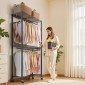 VEVOR Rolling Clothes Rack, Heavy Duty Clothing Rack, Racks 3 Ρυθμιζόμενες Επίπεδες με ανθρακούχο χάλυβα, 204 kg Χωρητικότητα φόρτωσης Ντουλάπα Ντουλάπα για Υπνοδωμάτιο, Κατάστημα ρούχων, Διάδρομος