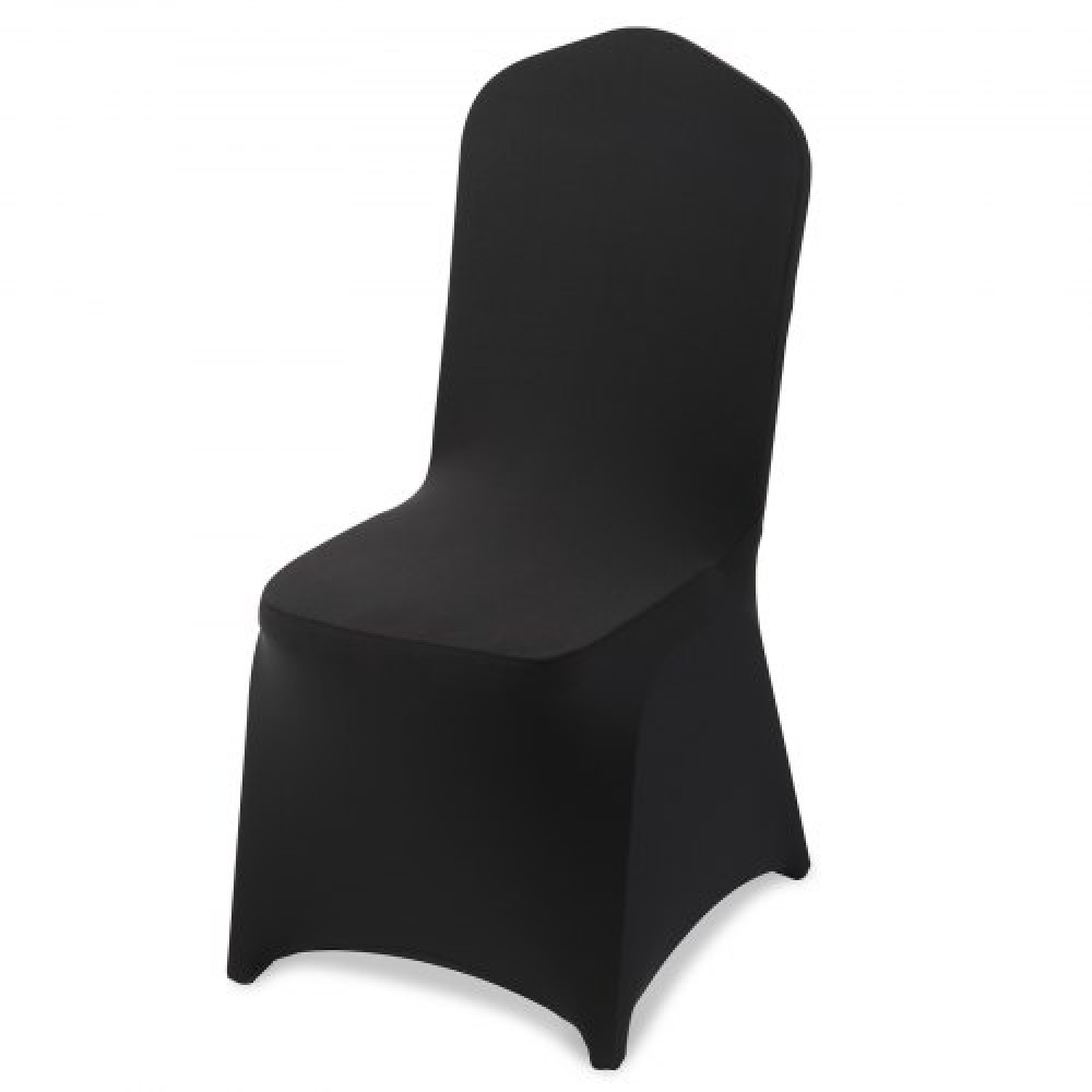 VEVOR 100 Pcs Μαύρα καλύμματα καρέκλας, κάλυμμα πολυεστέρα Spandex για καρέκλα, Stretch slipcovers για δείπνο σε δείπνο σε γαμήλια πάρτι, Πλατεία μπροστινά καλύμματα καρέκλας, Ταιριάζει σε διαστάσεις καρέκλας έως 20,08 x 17,72 x 37,4 ίντσες