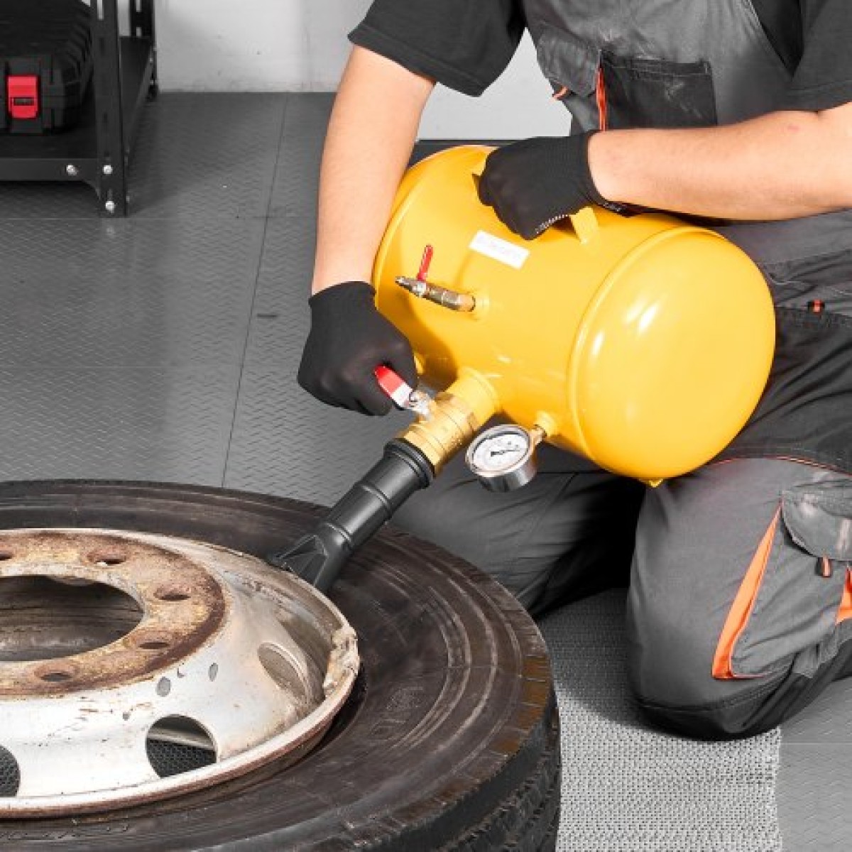 VEVOR Air Tire Bead Seat, 5 Gal / 18,9 L, Heavy Duty Tire Bead Blaster Tool, 87-116 PSI Πίεση λειτουργίας, φουσκωτό καθίσματος Air Trigger για Pickup, Truck, ATV, Jeep, Van, Lawn Tractor, RV, Yellow