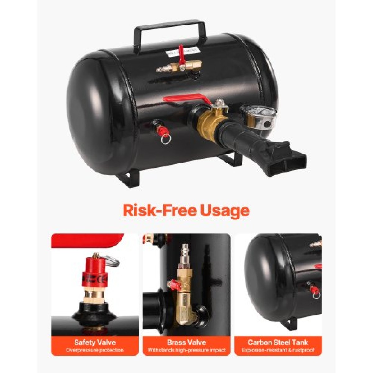 VEVOR Air Tire Bead Seat, 5 Gal / 18,9 L, Heavy Duty Tire Bead Blaster Tool, 87-116 PSI Operating Pressure, Air Trigger Seating Inflator for Pickup, Truck, ATV, Jeep, Van, Lawn Tractor, RV, Black