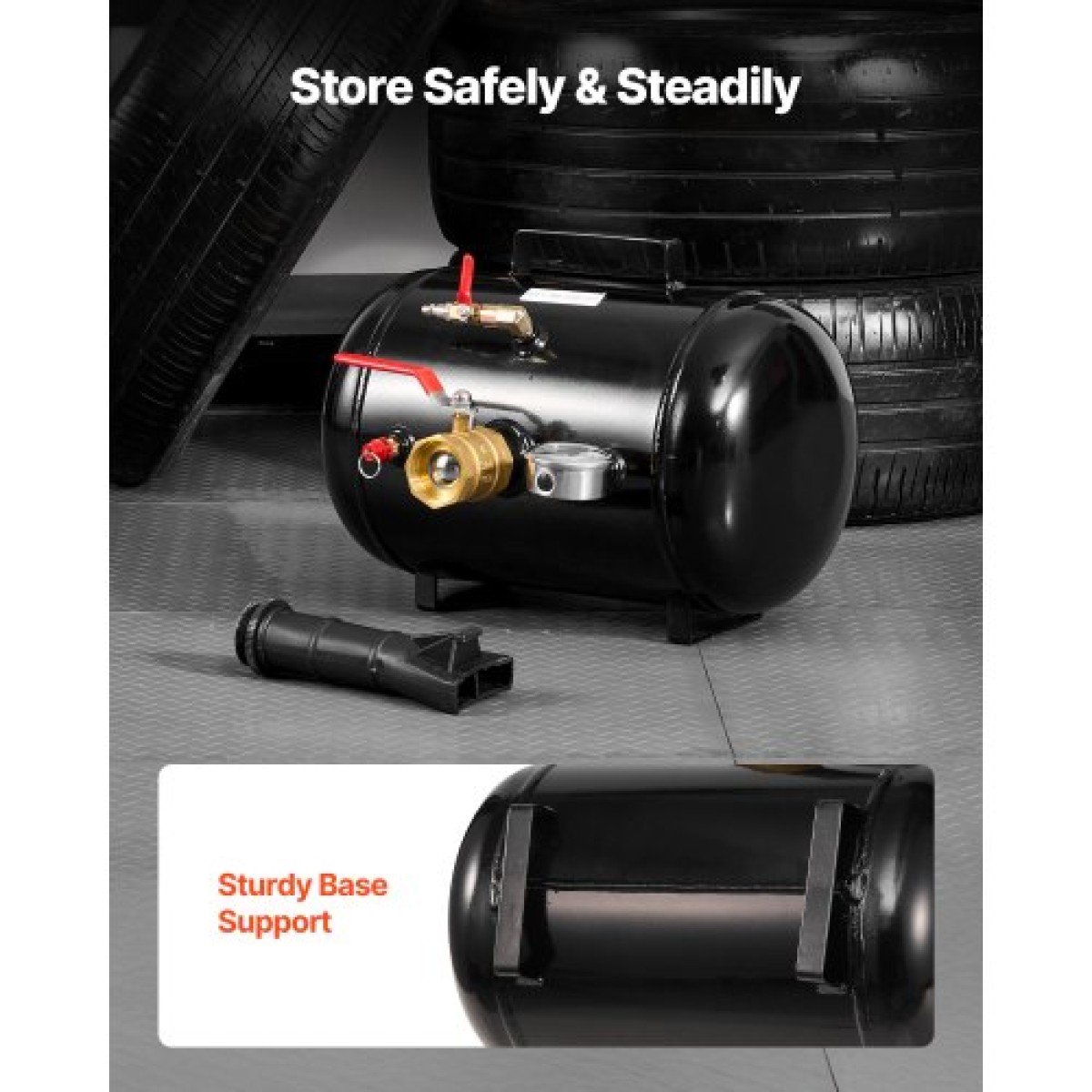 VEVOR Air Tire Bead Seat, 5 Gal / 18,9 L, Heavy Duty Tire Bead Blaster Tool, 87-116 PSI Operating Pressure, Air Trigger Seating Inflator for Pickup, Truck, ATV, Jeep, Van, Lawn Tractor, RV, Black