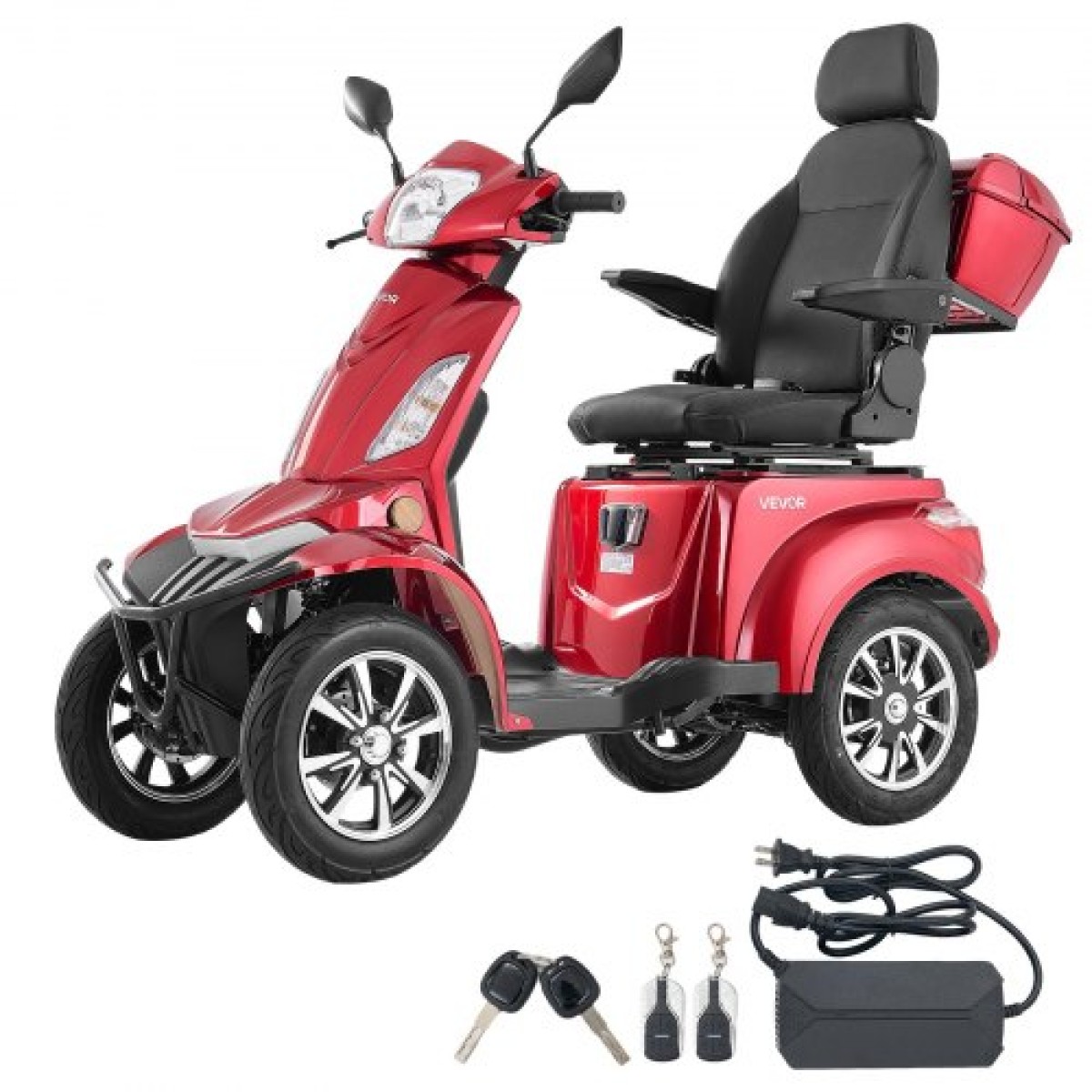 VEVOR Heavy Duty 4-Wheel Mobility Scooter για ηλικιωμένους και ενήλικες, χωρητικότητα 500 lbs, 35 KM 3-ταχύτητα μεγάλης εμβέλειας, 1000W παντός εδάφους ηλεκτρικό αναπηρικό σκούτερ αναψυχής, μέγιστη ικανότητα αναρρίχησης 20°