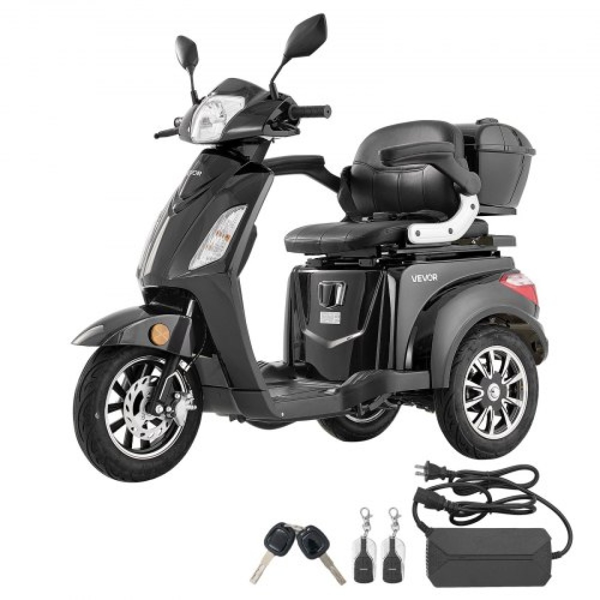 VEVOR Heavy Duty 3-Wheel Mobility Scooter για ηλικιωμένους και ενήλικες, χωρητικότητα 500 lbs, 35 KM 3-ταχύτητα μεγάλης εμβέλειας, 1000W παντός εδάφους ηλεκτρικό αναπηρικό σκούτερ αναψυχής, μέγιστη ικανότητα αναρρίχησης 20°