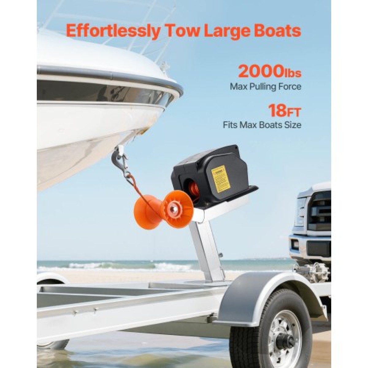 VEVOR Electric Boat Winch, 12V DC 300W, Reversible Electric Trailer Winch για σκάφη έως 900 kg, Power-in, Power-Out και Freewheel Operations για σκάφη με ενσύρματο τηλεχειριστήριο και μανιβέλα χειρός