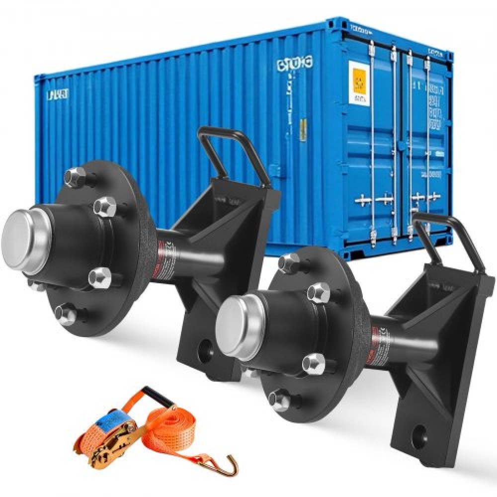 VEVOR Shipping Wheels 6-Lug Wheels Kit, Heavy Duty Shipping Axle Container with Ratchet Tie Down-Moves 6 m-12 m, Ασφαλής μεταφορά για αποβάθρα, αποθήκη, εργοτάξιο, μαύρο