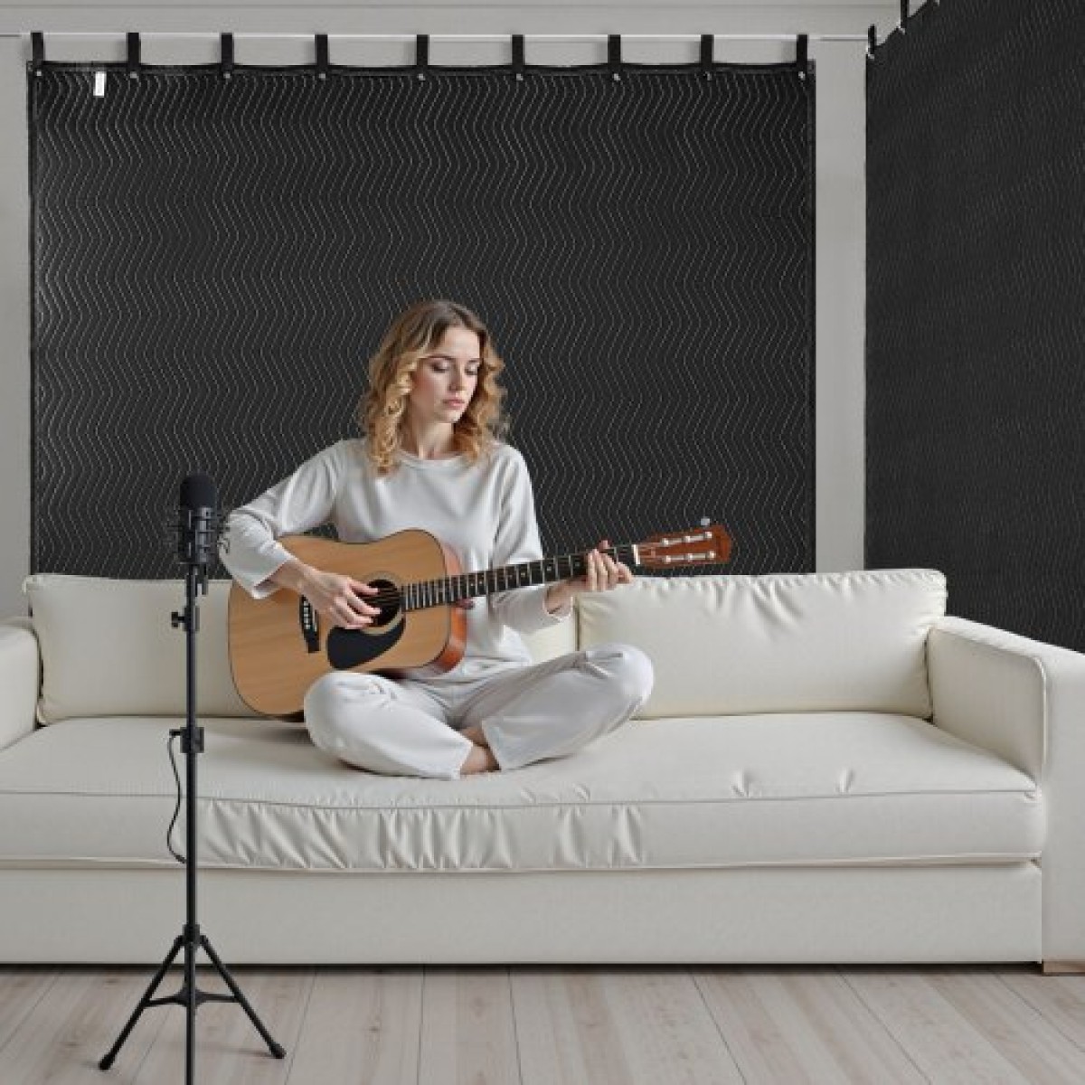 Κουβέρτες VEVOR 2 Pack Sound Dampening, 2438 x 2032 mm, Εξαιρετικά μεγάλη ηχομονωτική κουβέρτα με δακτυλίους, κουβέρτα Studio με επένδυση με βαμβακερή γέμιση, για παράθυρο, πόρτα, φωτοφράκτη, ηχογράφηση μουσικής