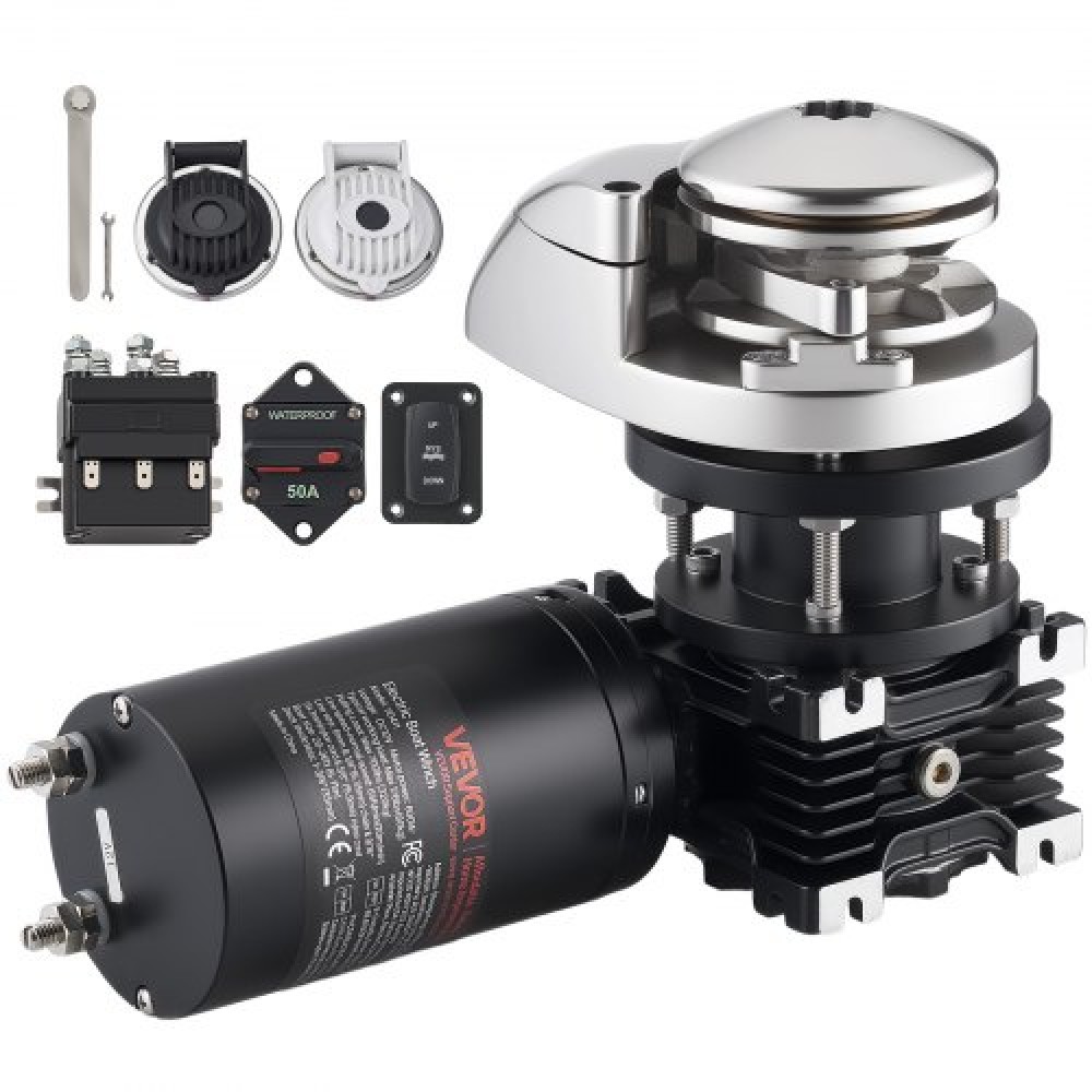 VEVOR Vertical Fishing Windlass, 12V DC 600W, Windlass Anchor Systems Κατάλληλο για 6,35 mm αλυσίδα ή νάιλον σχοινί 14,3 & 15,9 mm, Max Pull 320 kg, 316 Ανοξείδωτη κατασκευή, για σκάφη 6-11 m
