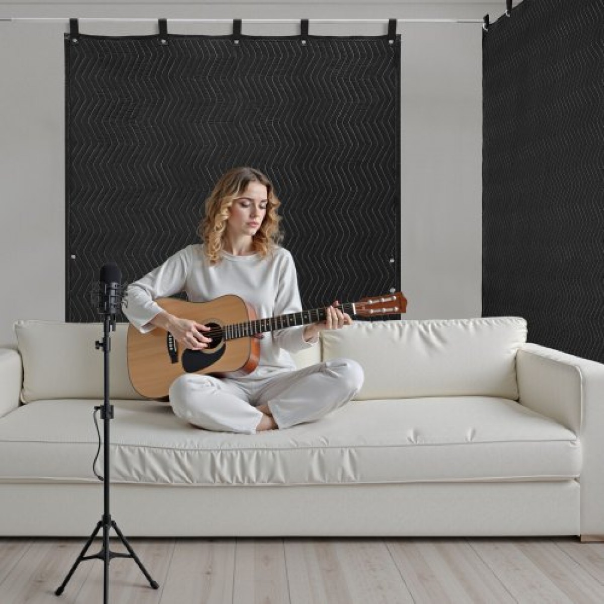 Κουβέρτες VEVOR Sound Dampening, Ηχομονωτικές κουρτίνες με 2032 x 1219 mm, Ηχομονωτική κουβέρτα με δάπεδα, Κουβέρτα Studio, για Παράθυρο, Πόρτα, Light Blocker, Ηχογράφηση μουσικής, Μαύρο