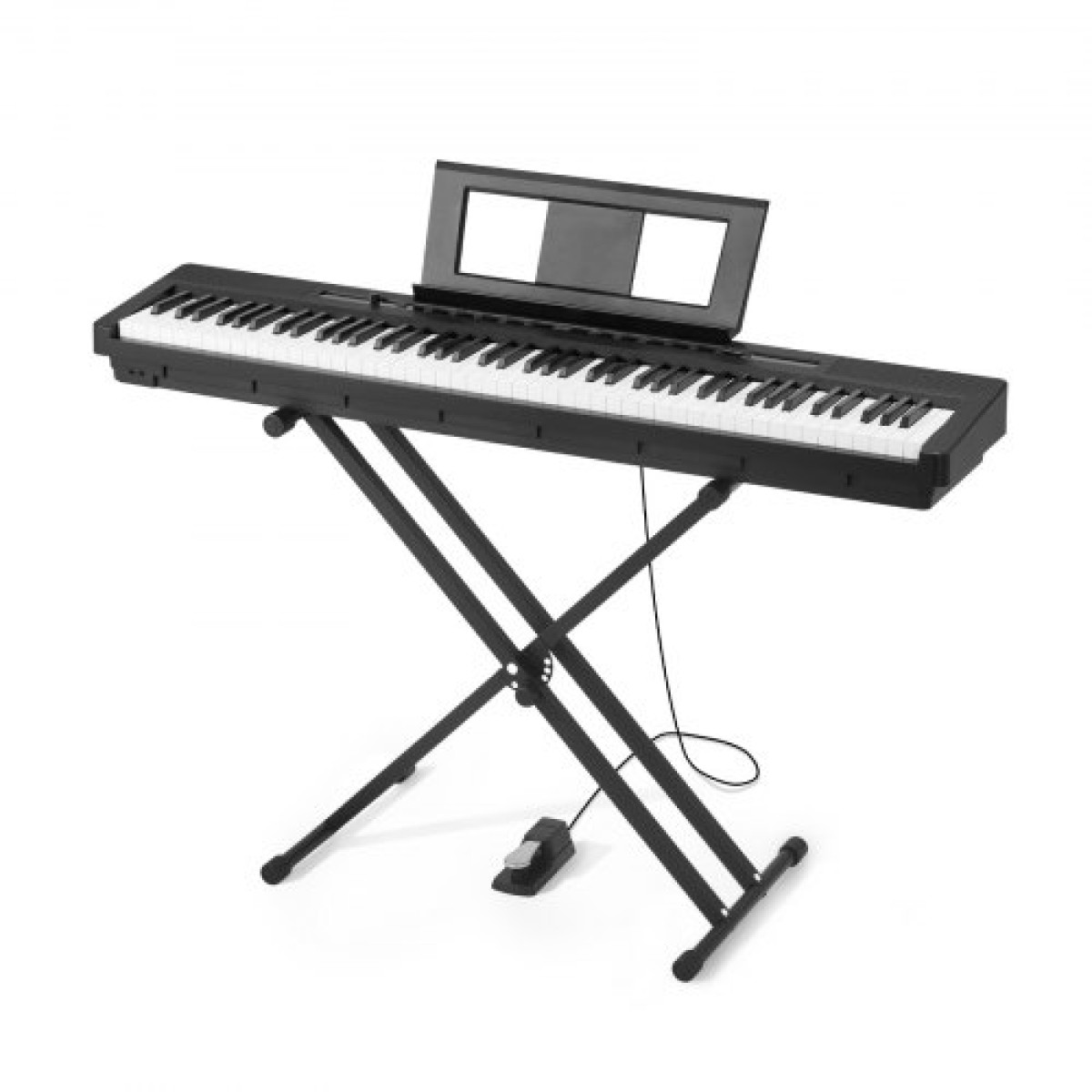 VEVOR Weighted Digital Piano, 88 Πλήκτρα Πλήρως Ζυγισμένο, Ηλεκτρικό Πιάνο Διπλό Πληκτρολόγιο & Ηχεία με X Stand, Sustain Pedal, Λειτουργία εγγραφής, 280 τόνους, Ασύρματη σύνδεση, για αρχάριους, Μαύρο