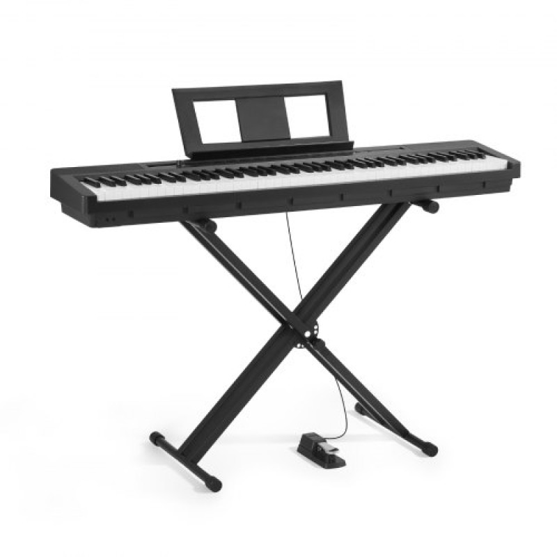 VEVOR Weighted Digital Piano, 88 Πλήκτρα Πλήρως Ζυγισμένο, Ηλεκτρικό Πιάνο Διπλό Πληκτρολόγιο & Ηχεία με X Stand, Sustain Pedal, Λειτουργία εγγραφής, 280 τόνους, Ασύρματη σύνδεση, για αρχάριους, Μαύρο