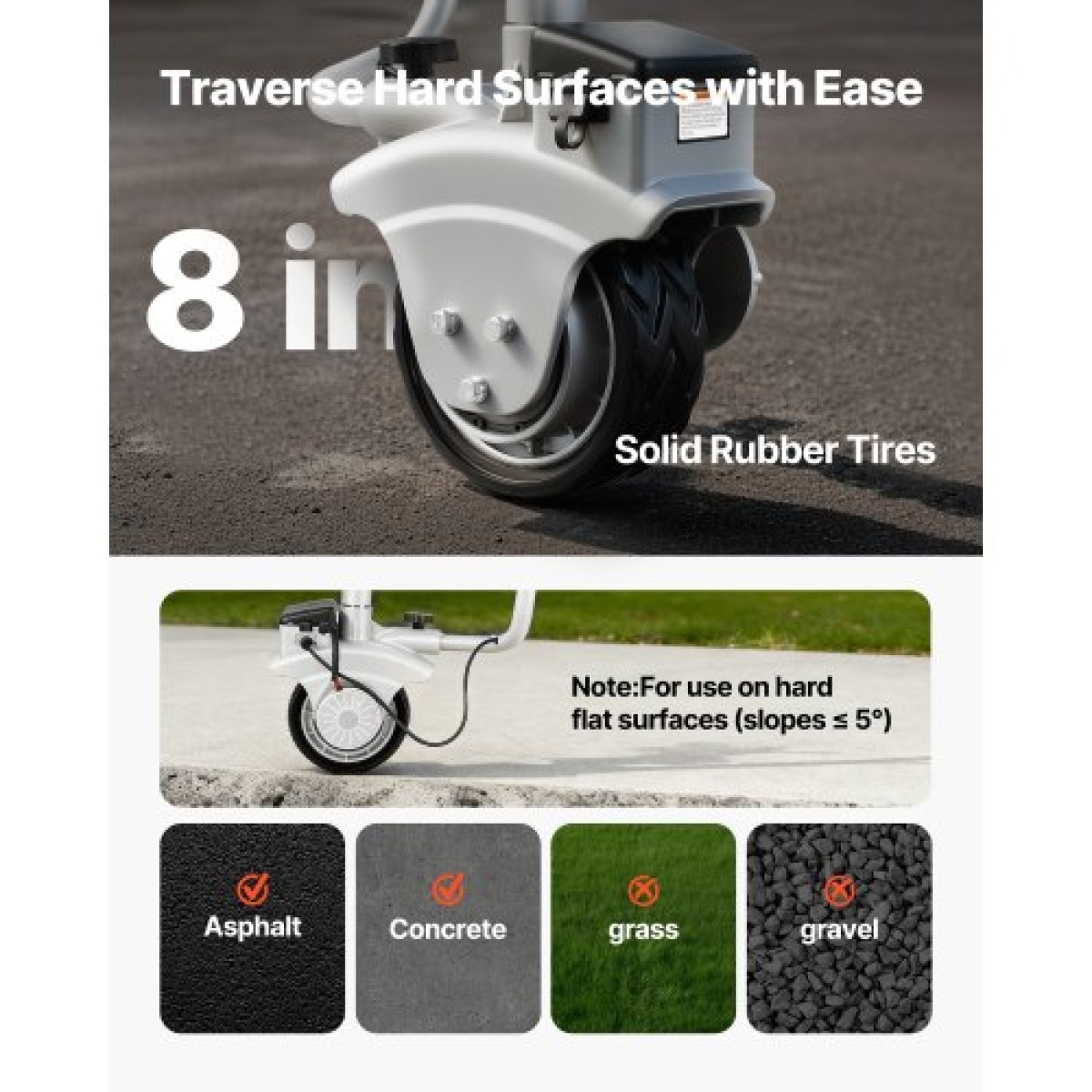 VEVOR Electric Trailer Dolly, 2,5 T Ρυμουλκούμενη ικανότητα, 380W 12V Μηχανοκίνητος τροχός Jockey με 7 m/min Ταχύτητα κίνησης, 31-63 cm Ρυθμιζόμενο ύψος σφιγκτήρα & 20,3 cm ελαστικό από καουτσούκ, Για κινούμενο τροχόσπιτο