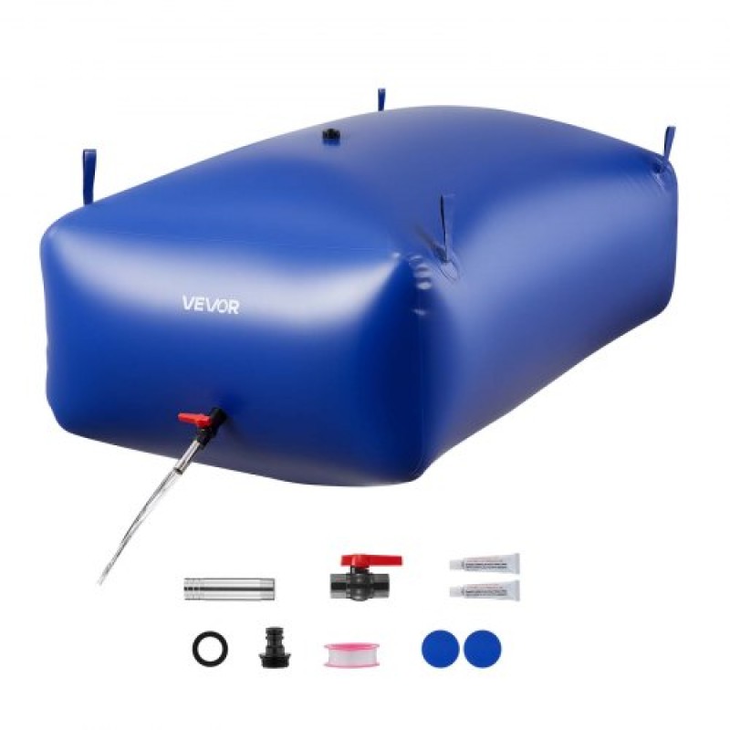 VEVOR Water Storage Bladder 1000L Μεγάλης χωρητικότητας σακούλα νερού, φορητό και πτυσσόμενο δοχείο μαλακών νερών, στεγανό και ανθεκτικό στο σχίσιμο δοχείο αποθήκευσης νερού έκτακτης ανάγκης PVC για RV Truck & σε εξωτερικούς χώρους