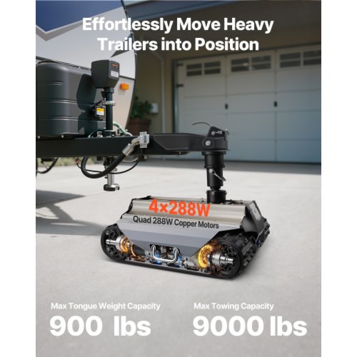 VEVOR Electric Trailer Mover, 4082 kg Μέγιστη ικανότητα ρυμούλκησης, Τηλεκατευθυνόμενος μεταφορέας τρέιλερ με ασύρματη εμβέλεια 100 m, Μηχανοκίνητο κιτ τρόλεϊ τροχόσπιτου ταιριάζει για Camper RV Caravan Boat Trailer Jack