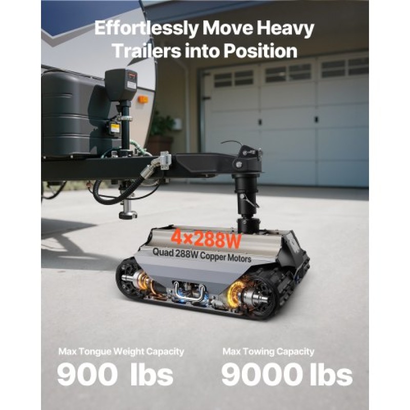VEVOR Electric Trailer Mover, 4082 kg Μέγιστη ικανότητα ρυμούλκησης, Τηλεκατευθυνόμενος μεταφορέας τρέιλερ με ασύρματη εμβέλεια 100 m, Μηχανοκίνητο κιτ τρόλεϊ τροχόσπιτου ταιριάζει για Camper RV Caravan Boat Trailer Jack