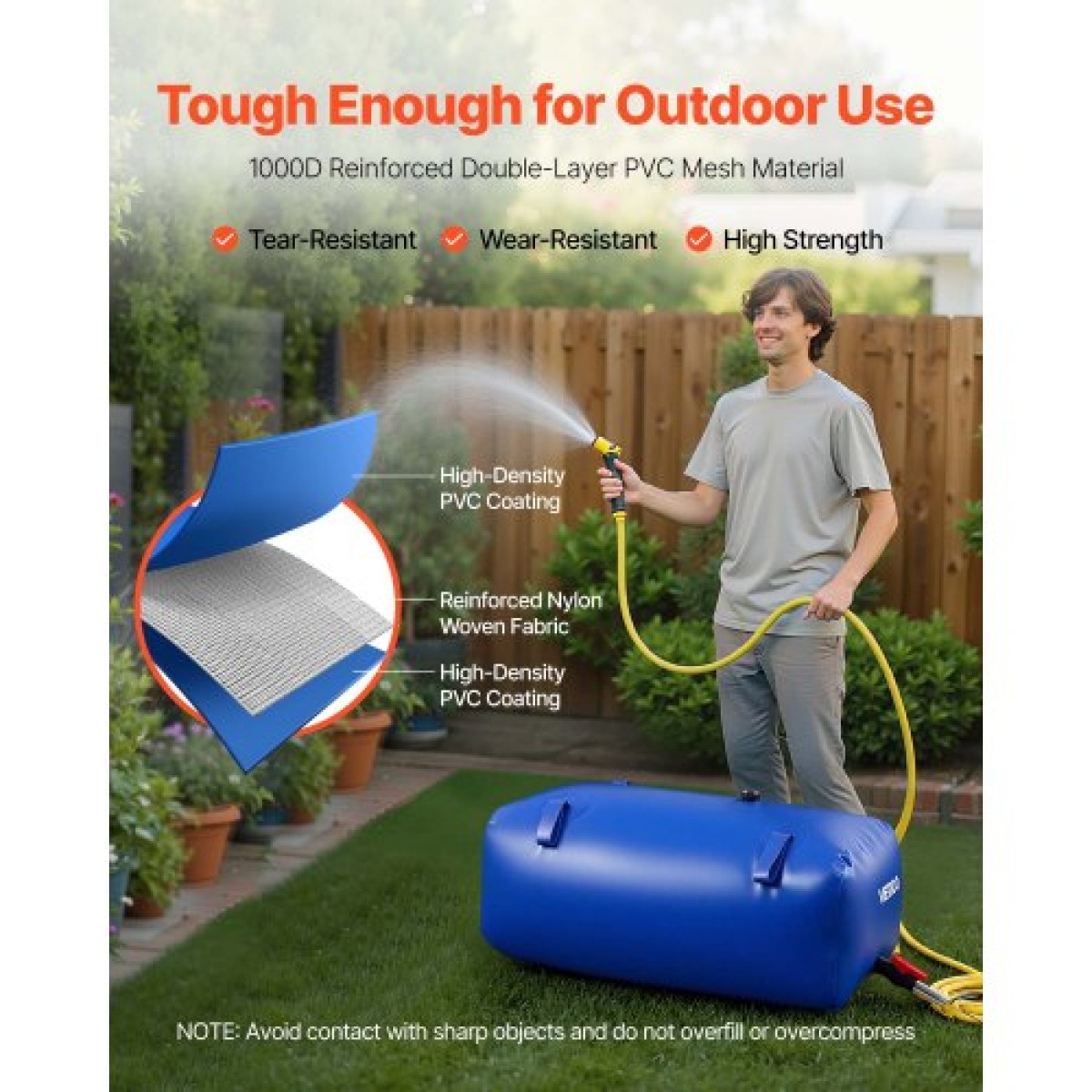 VEVOR Water Storage Bladder 113L Μεγάλης χωρητικότητας τσάντα νερού, φορητό και πτυσσόμενο δοχείο μαλακών νερών, στεγανό και ανθεκτικό στο σχίσιμο PVC δοχείο αποθήκευσης νερού έκτακτης ανάγκης για RV Truck & Υπαίθρια χρήση