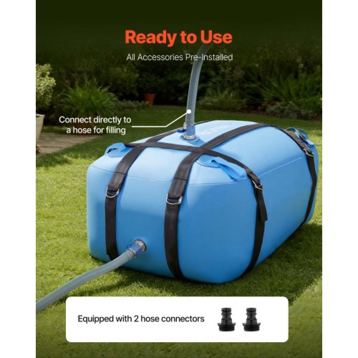 VEVOR Water Storage Bladder, 132L μεγάλης χωρητικότητας TPU Soft Water bag, φορητά και πτυσσόμενα δοχεία αποθήκευσης νερού, στεγανή και ανθεκτική στη φθορά Δεξαμενή νερού RV για χρήση σε κάμπινγκ άρδευσης σε εξωτερικούς χώρους