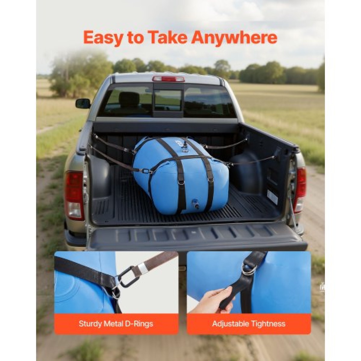 VEVOR Water Storage Bladder, 132L μεγάλης χωρητικότητας TPU Soft Water bag, φορητά και πτυσσόμενα δοχεία αποθήκευσης νερού, στεγανή και ανθεκτική στη φθορά Δεξαμενή νερού RV για χρήση σε κάμπινγκ άρδευσης σε εξωτερικούς χώρους