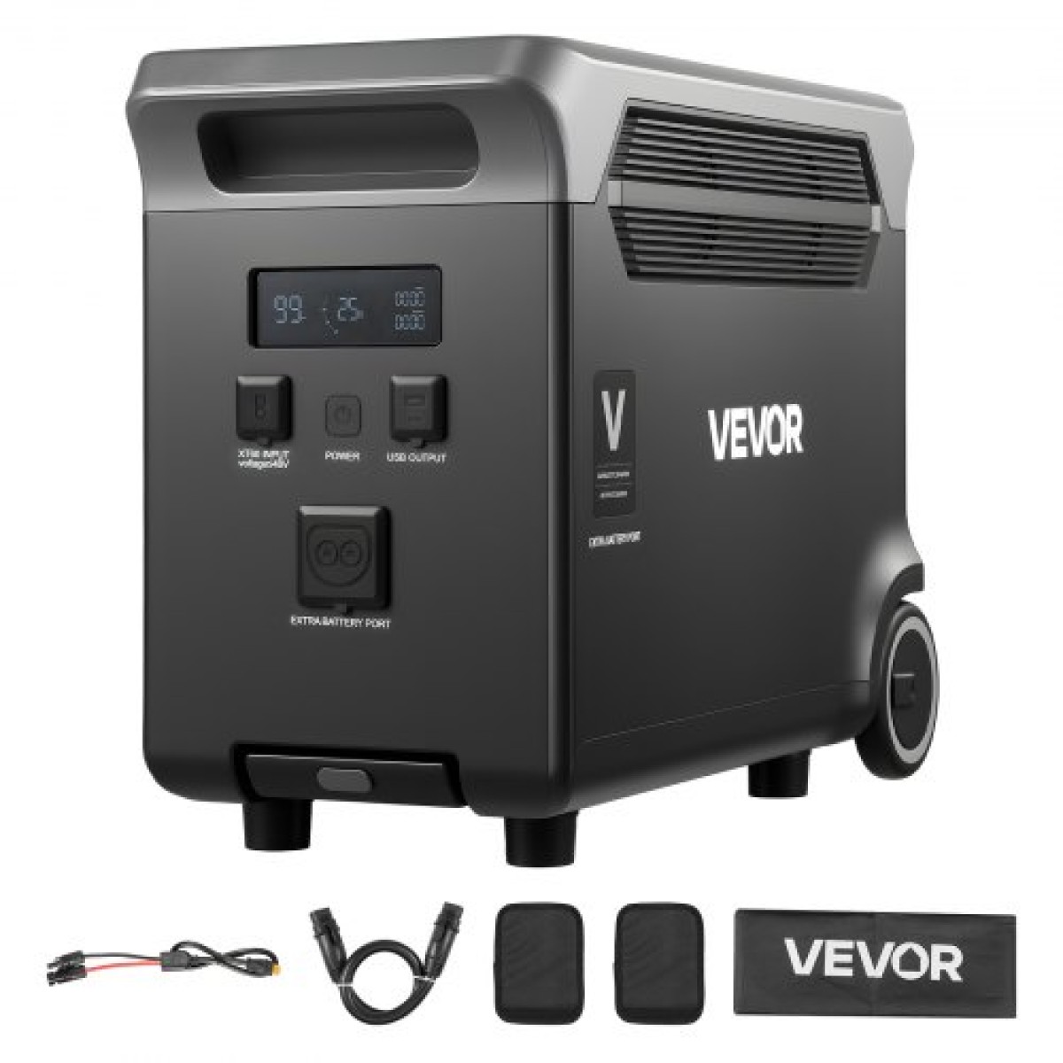 VEVOR Extra Battery for Portable Power Station, 3840Wh LiFePO4 Extra Expansion Battery με 3 θύρες εξόδου για οικιακή χρήση, υπαίθριο κάμπινγκ, οδικά ταξίδια, RVs, έκτακτες ανάγκες