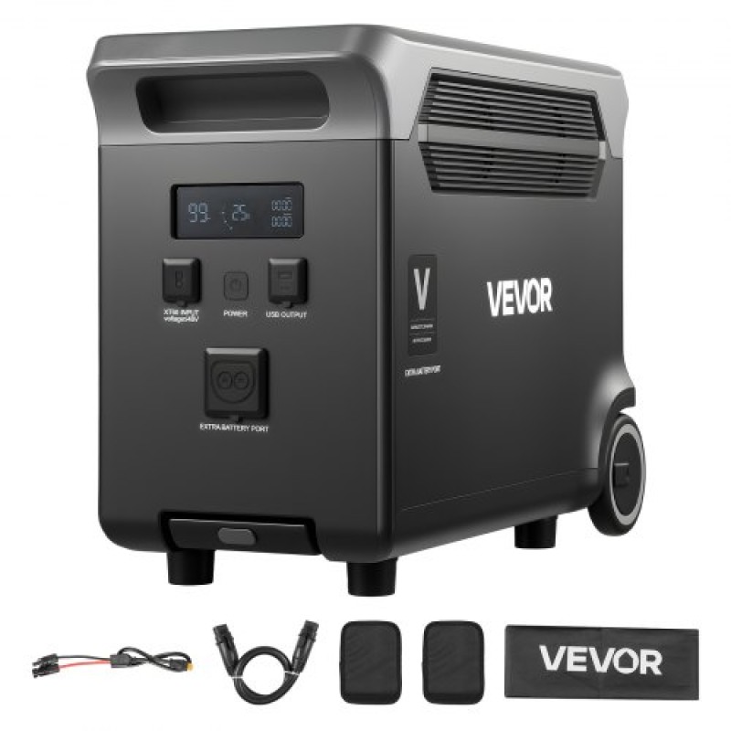 VEVOR Extra Battery for Portable Power Station, 3840Wh LiFePO4 Extra Expansion Battery με 3 θύρες εξόδου για οικιακή χρήση, υπαίθριο κάμπινγκ, οδικά ταξίδια, RVs, έκτακτες ανάγκες