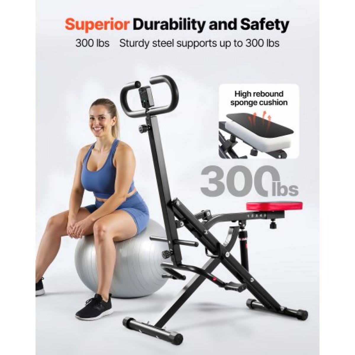 VEVOR Squat Machine, Deep Squat Rowing Machine για το σπίτι, Εύκολη εγκατάσταση και αναδιπλούμενος εξοπλισμός γυμναστικής, Glute Trainer Machine με ρυθμιζόμενη αντίσταση 12 Gear, Glutes & Leg Home Workout Machine, Μαύρο