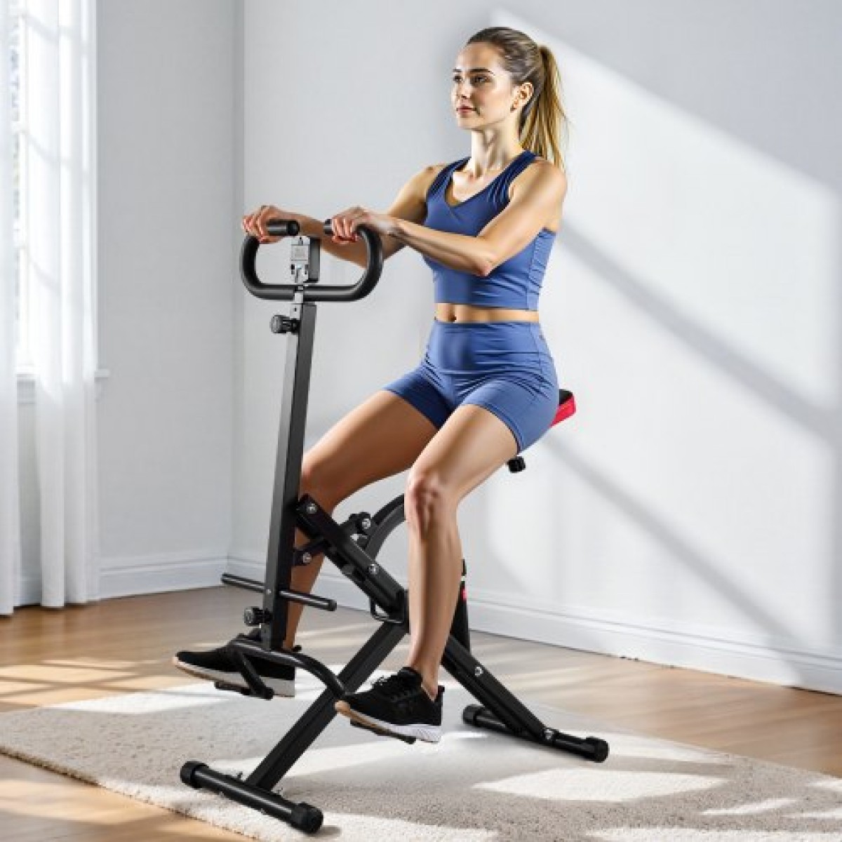 VEVOR Squat Machine, Deep Squat Rowing Machine για το σπίτι, Εύκολη εγκατάσταση και αναδιπλούμενος εξοπλισμός γυμναστικής, Glute Trainer Machine με ρυθμιζόμενη αντίσταση 12 Gear, Glutes & Leg Home Workout Machine, Μαύρο