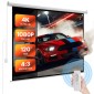 VEVOR Motorized Projector Screen, 3048 mm 4:3 1080 HD Electric Projector Screen, Wall Mounted Projection Dispaly Projector with Remote Control, Automatic Screen Movie for Family Home Office Theatre