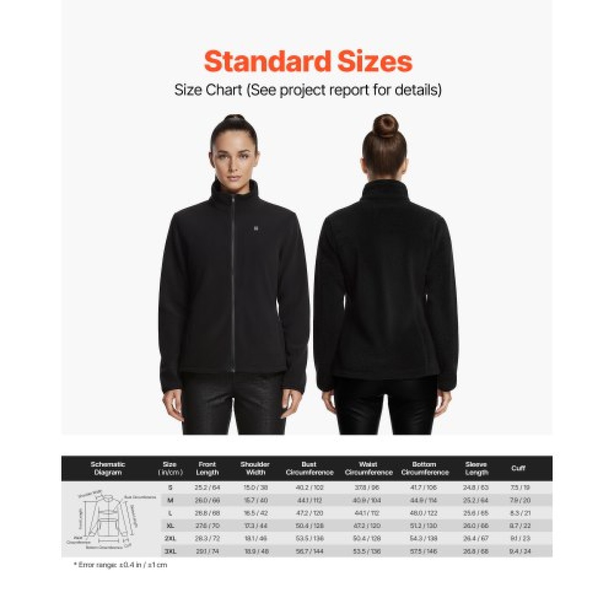 Γυναικείο μπουφάν VEVOR Θερμαινόμενο Fleece, Θερμαινόμενο Φούτερ με 7,4V 16000mAh Rechargeable Power Bank Pack, 6 Ζώνες Θέρμανσης, 3 Επίπεδα Θερμοκρασίας, 3h/6h/10h Warmth, για Χειμερινό Υπαίθριο Κάμπινγκ, Μαύρο
