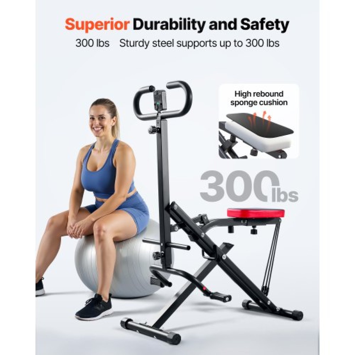 VEVOR Squat Machine, Deep Squat Rowing Machine για το σπίτι, Εύκολη ρύθμιση και αναδιπλούμενος εξοπλισμός γυμναστικής, Glute Trainer Machine με 3 ταινίες υψηλής αντοχής, Glutes & Leg Machine Workout Home, Μαύρο