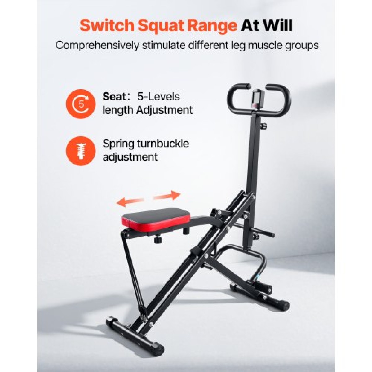 VEVOR Squat Machine, Deep Squat Rowing Machine για το σπίτι, Εύκολη ρύθμιση και αναδιπλούμενος εξοπλισμός γυμναστικής, Glute Trainer Machine με 3 ταινίες υψηλής αντοχής, Glutes & Leg Machine Workout Home, Μαύρο