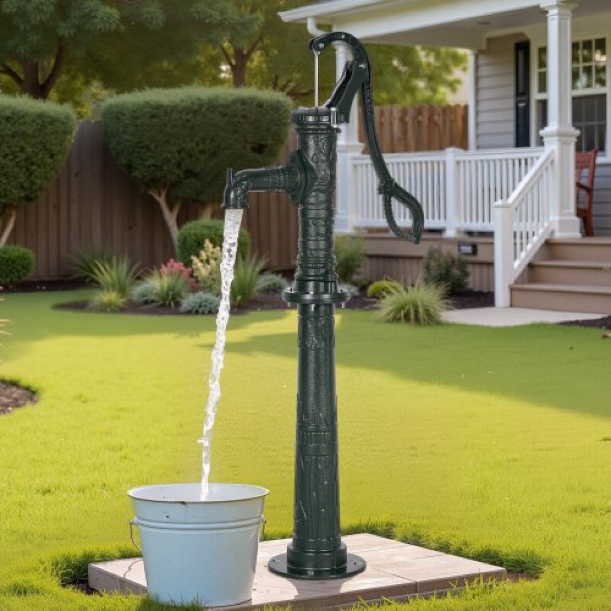 Αντλία VEVOR Well Hand Pitcher Pump, Max Lift 20 ft, Χειροκίνητη Αντλία Νερού από Αντίκες Χυτοσίδηρο με Βάση Ανύψωσης, NPT 1-1/4 σε σύνδεση, Εύκολη εγκατάσταση, για εξωτερικό κήπο, λίμνη, αυλή, αγρόκτημα, πράσινο
