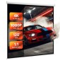VEVOR Manual Projector Screen, 3048 mm 1:1 4K 1080 HD Retractable Pull Down Screen Projector, Wall Mounted Movie Projection with Pull Rope, Portable Display Projetoin for Family Home Office Theatre