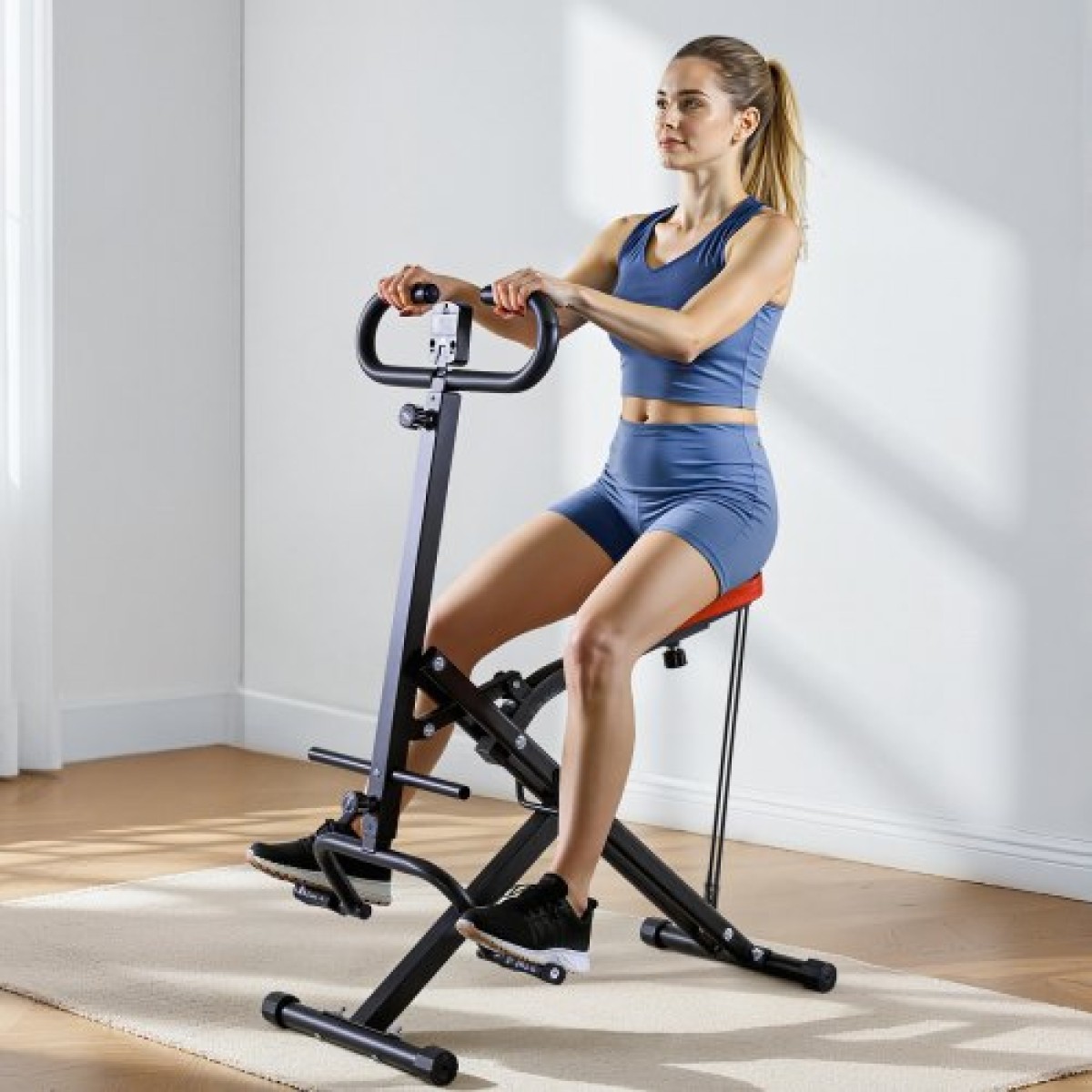 VEVOR Squat Machine, Deep Squat Rowing Machine για το σπίτι, Εύκολη ρύθμιση & αναδιπλούμενος εξοπλισμός γυμναστικής, Glute Trainer Machine με 2 ζώνες υψηλής αντοχής, Glutes & Leg Machine Workout Home, Μαύρο