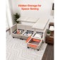 VEVOR Modular Sectional Καναπές, 3θέσιος Modular Καναπές με Κρυφό Αποθηκευτικό Καναπέ, Cloud Sectional Καναπές με Ottoman & High Rebound Sponge, Μασίφ ξύλινο πλαίσιο με επένδυση Καναπές για σαλόνι, υπνοδωμάτιο, μπεζ