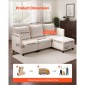 VEVOR Modular Sectional Καναπές, 3θέσιος Modular Καναπές με Κρυφό Αποθηκευτικό Καναπέ, Cloud Sectional Καναπές με Ottoman & High Rebound Sponge, Μασίφ ξύλινο πλαίσιο με επένδυση Καναπές για σαλόνι, υπνοδωμάτιο, μπεζ