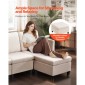 VEVOR Modular Sectional Καναπές, 3θέσιος Modular Καναπές με Κρυφό Αποθηκευτικό Καναπέ, Cloud Sectional Καναπές με Ottoman & High Rebound Sponge, Μασίφ ξύλινο πλαίσιο με επένδυση Καναπές για σαλόνι, υπνοδωμάτιο, μπεζ