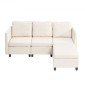 VEVOR Modular Sectional Καναπές, 3θέσιος Modular Καναπές με Κρυφό Αποθηκευτικό Καναπέ, Cloud Sectional Καναπές με Ottoman & High Rebound Sponge, Μασίφ ξύλινο πλαίσιο με επένδυση Καναπές για σαλόνι, υπνοδωμάτιο, μπεζ