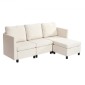 VEVOR Modular Sectional Καναπές, 3θέσιος Modular Καναπές με Κρυφό Αποθηκευτικό Καναπέ, Cloud Sectional Καναπές με Ottoman & High Rebound Sponge, Μασίφ ξύλινο πλαίσιο με επένδυση Καναπές για σαλόνι, υπνοδωμάτιο, μπεζ