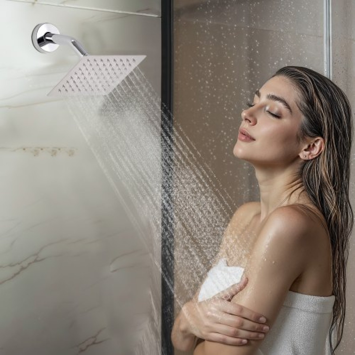 Σετ βρύσης VEVOR, Θερμοστατικό σύστημα ντους οροφής 305 mm με κεφαλή επιτοίχιας βάσης 152 mm και σπρέι χειρός 2 σε 1, ορειχάλκινη βαλβίδα διπλής κεφαλής βροχής 3 λειτουργιών και κιτ περιποίησης, Chrome