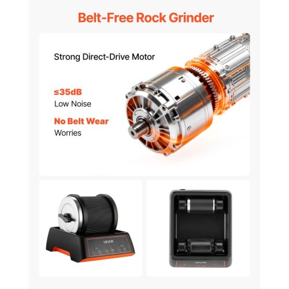 VEVOR Rock Tumbler Kit, Rock Polishing Kit, 4 Speed ​​Settings 9-day Polishing Timer Stone Polishing Kit, Rock Polisher with Rough Gemstones and Polish Grits, Rock Polisher for Adults Παιδιά