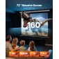 VEVOR Manual Projector Screen, 1829 mm 4:3 4K 1080 HD Retractable Pull Down Screen Projector, Wall Mounted Movie Projection with Pull Rope, Portable Display Projetoin for Family Home Office Theatre