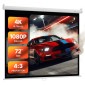 VEVOR Manual Projector Screen, 1829 mm 4:3 4K 1080 HD Retractable Pull Down Screen Projector, Wall Mounted Movie Projection with Pull Rope, Portable Display Projetoin for Family Home Office Theatre
