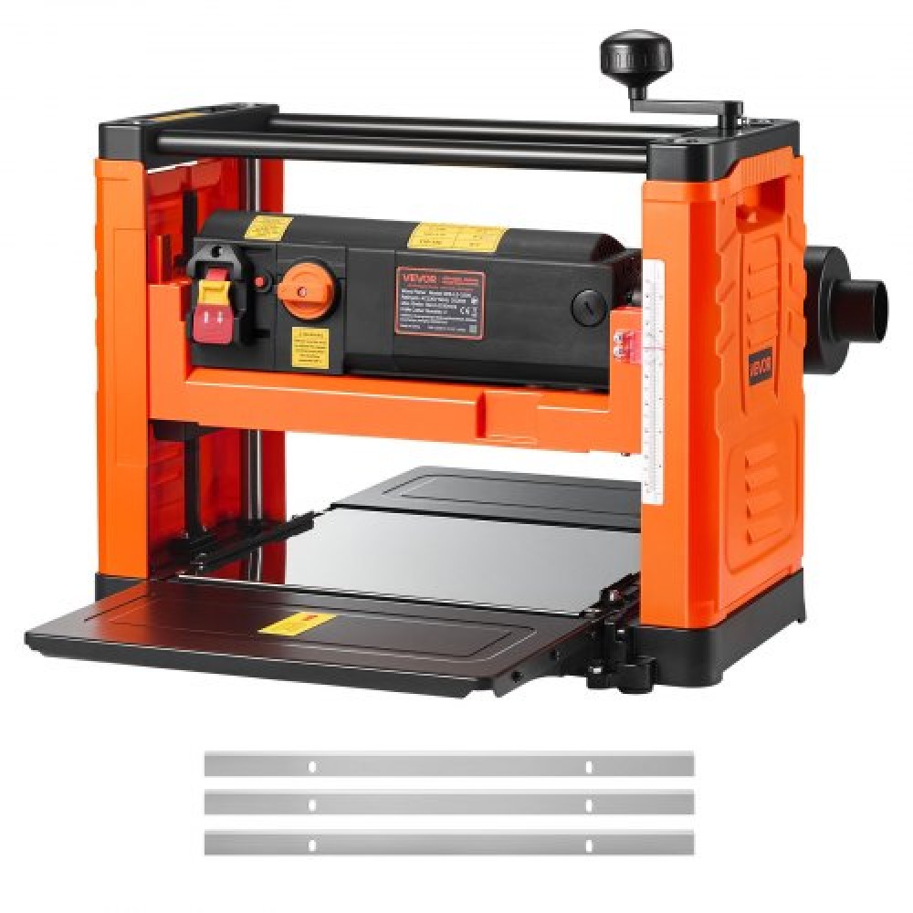 VEVOR Thickness Planer, Two Speed, 330 mm Width Worktable Power Benchtop Planer, Three-Blade, 2000W 23500 RPM Powerful Motor, Dual Rollers, Over Protection, Woodworking for Hard & Soft Wood Material