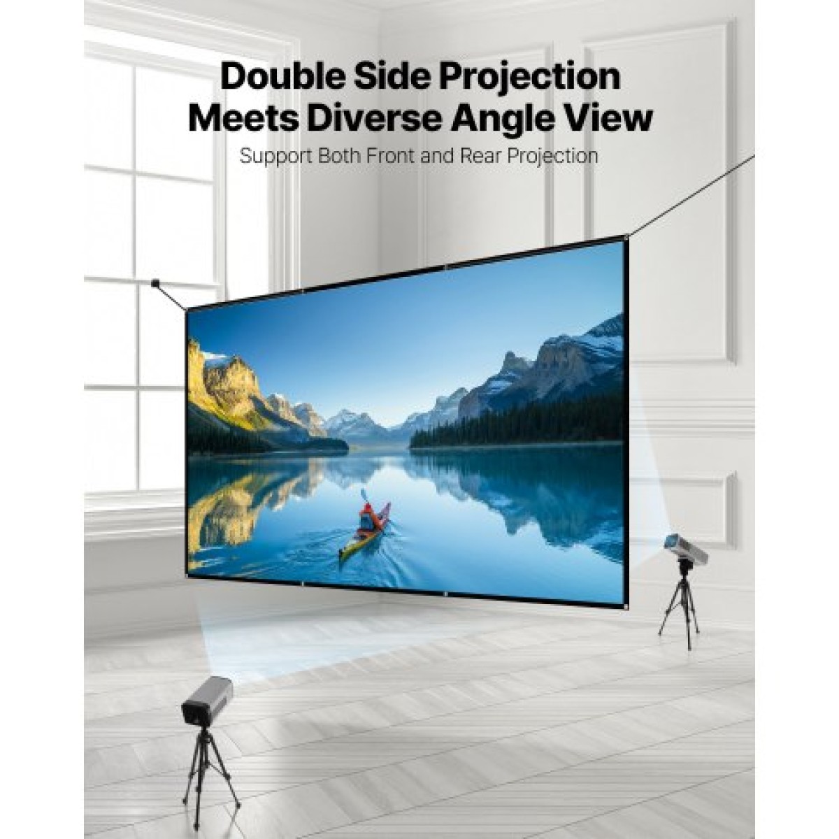 Οθόνη VEVOR Projector Screen 3048 mm 16:9 4K 1080 HD Projection Screen, Wall Mounted Projection Dispaly Projector με 8 άγκιστρα και ταινίες διπλής όψης, φορητός καμβάς Moive για Family Home Office Theatre